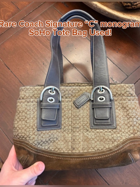 Coach Handbags - Coach Y2k monogram SoHo canvas/leather tote bag.